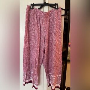 J.Jill Paisley Wide-Leg Cropped Pants – Size L (NWOT)